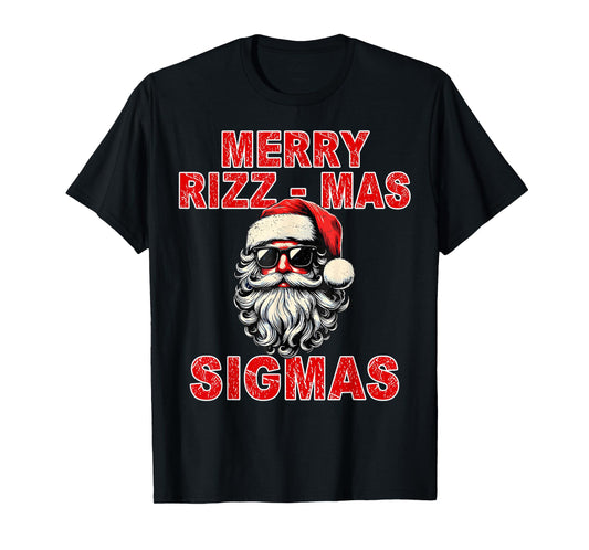Merry Rizz Mas Sigmas - Cool Santa Face Gen Alpha Christmas T-Shirt