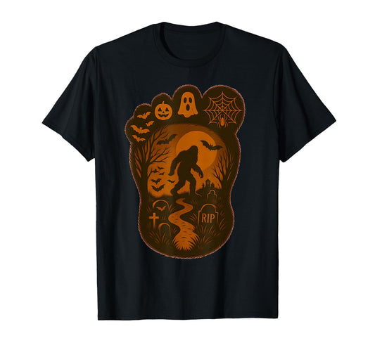 Bigfoot Foot Print Halloween Spooky Sasquatch Men's Women's T-Shirt