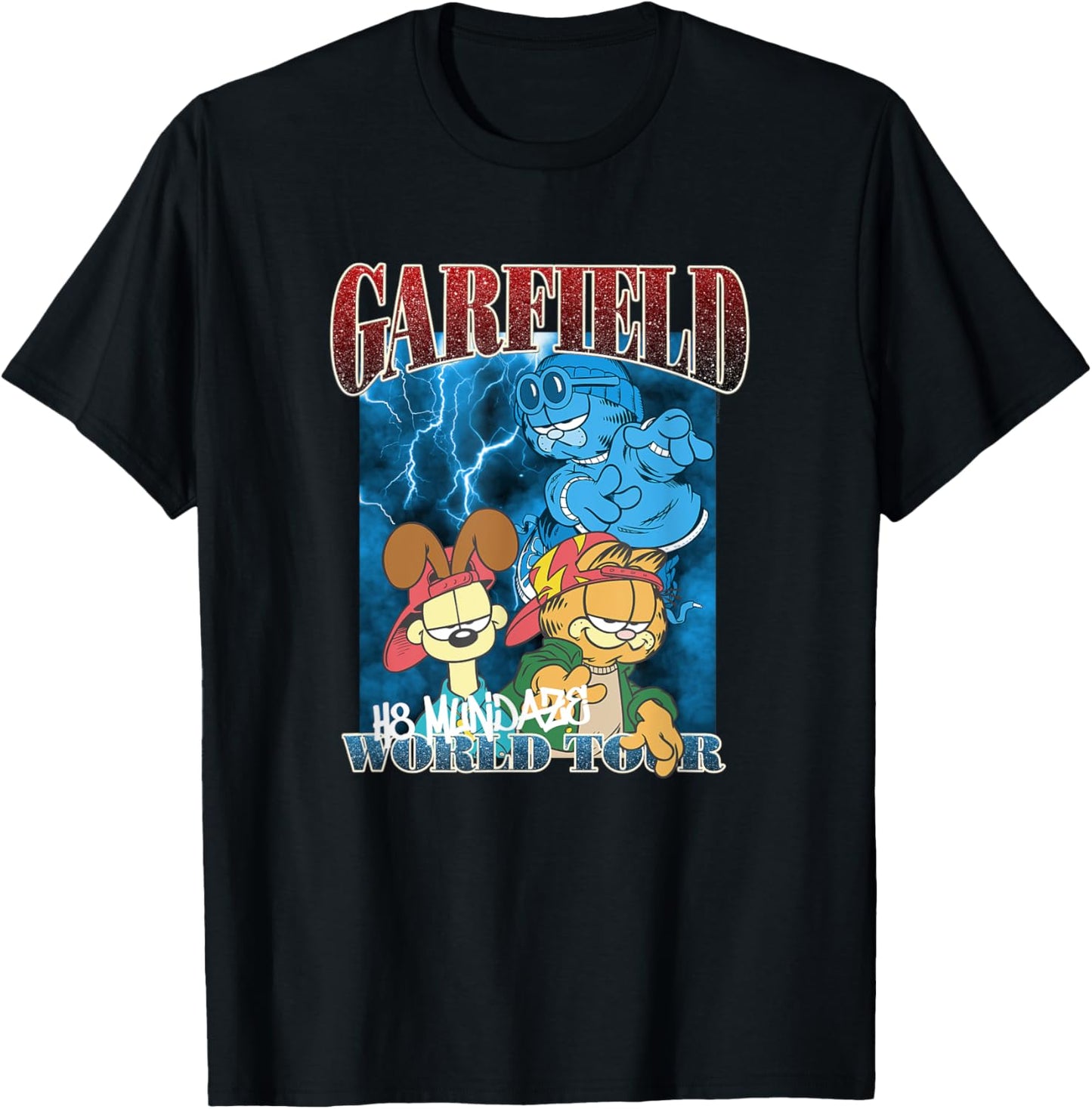 Garfield H8 Mundaze World Tour Front and Back Cartoon Cat T-Shirt