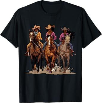Black African American Cowgirl Western Country Texas Rodeo T-Shirt