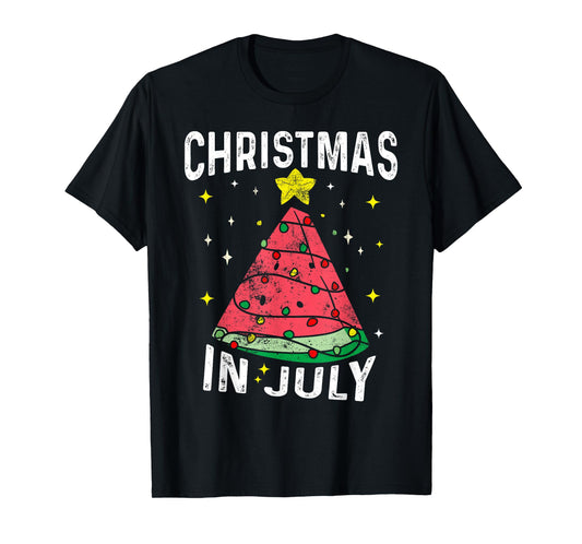 Xmas In July Watermelon Tree Funny Summer Christmas July T-Shirt