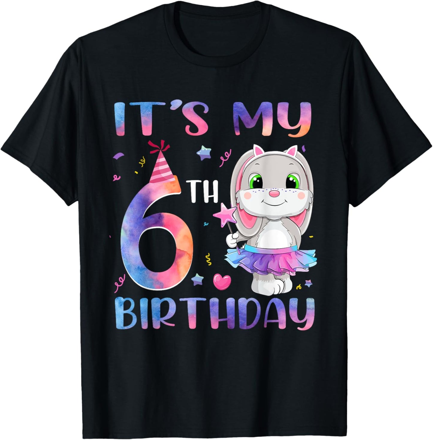 It's My 6th Birthday Bunny Rabbit 6 Years Old Boy Girl T-Shirt