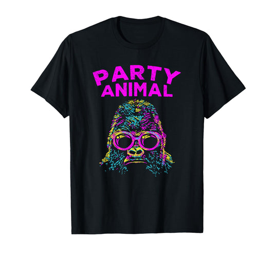 Cute Gorilla Party Animal Lover Colorful Monkey T-Shirt