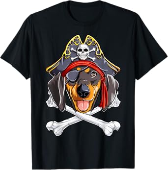 Dachshund Pirate T shirt Jolly Roger Flag Skull Crossbones T-Shirt