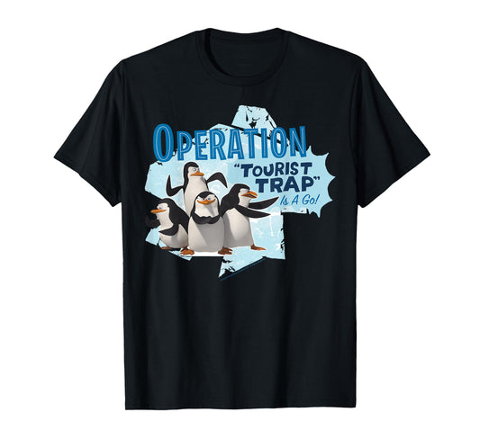Madagascar Penguin Operation Tourist Trap Text Poster T-Shirt