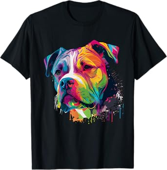 Colorful American Bulldog American Bully Men Women T-Shirt