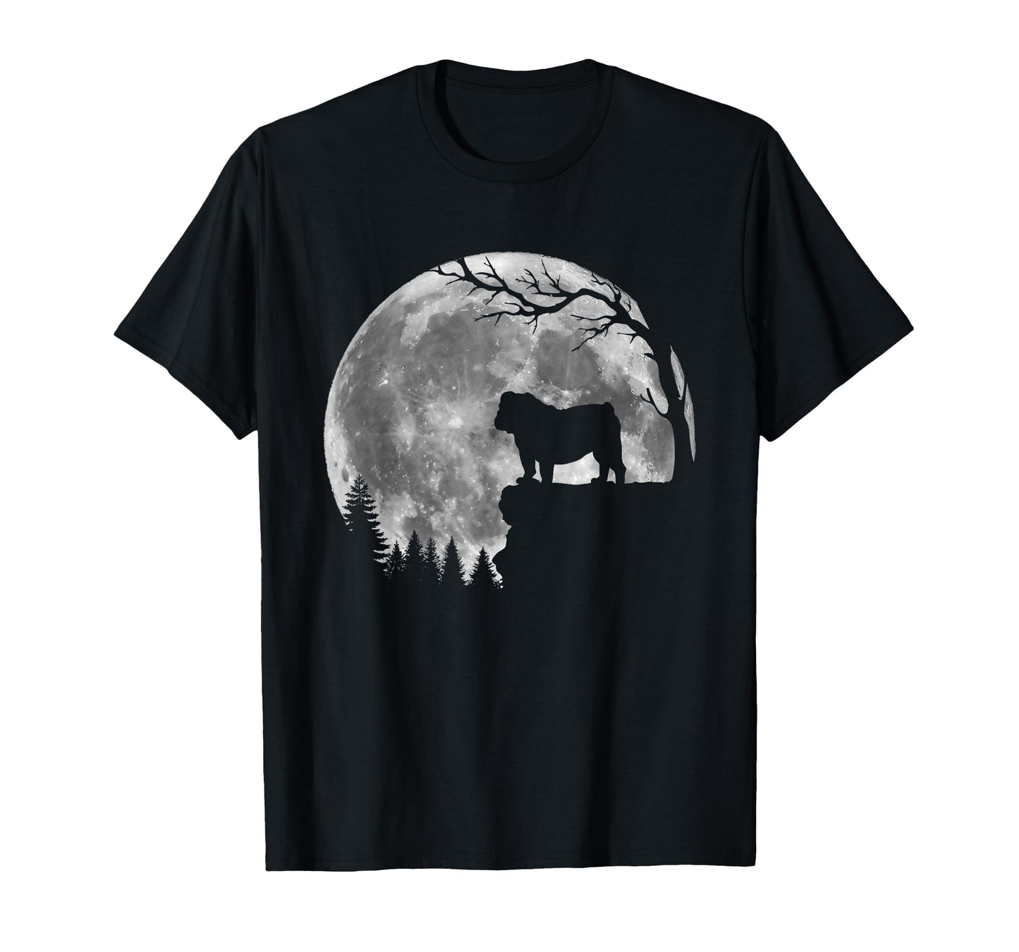 English Bulldog Moon Silhouette Funny Lazy Halloween Costume T-Shirt