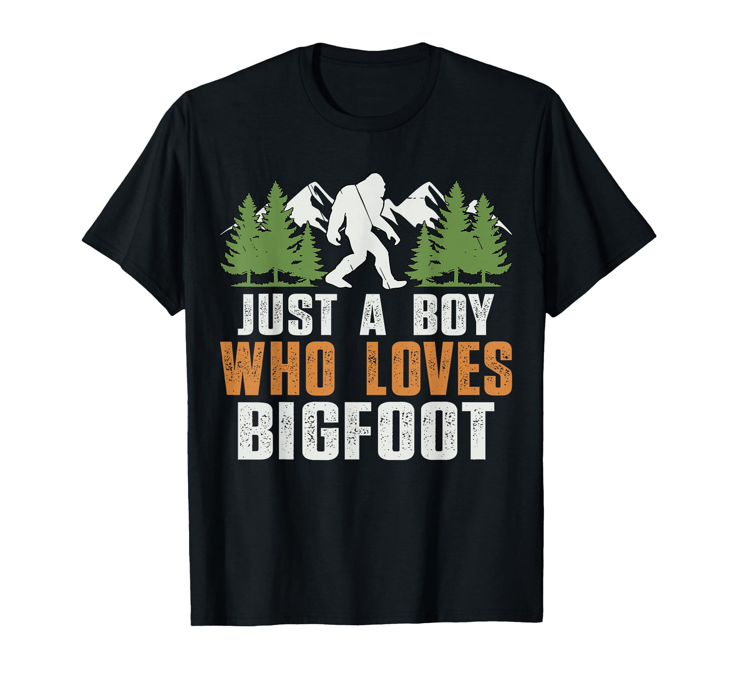Vintage Funny Graphic Just a Boy Who Loves Bigfoot Men Kids T-Shirt