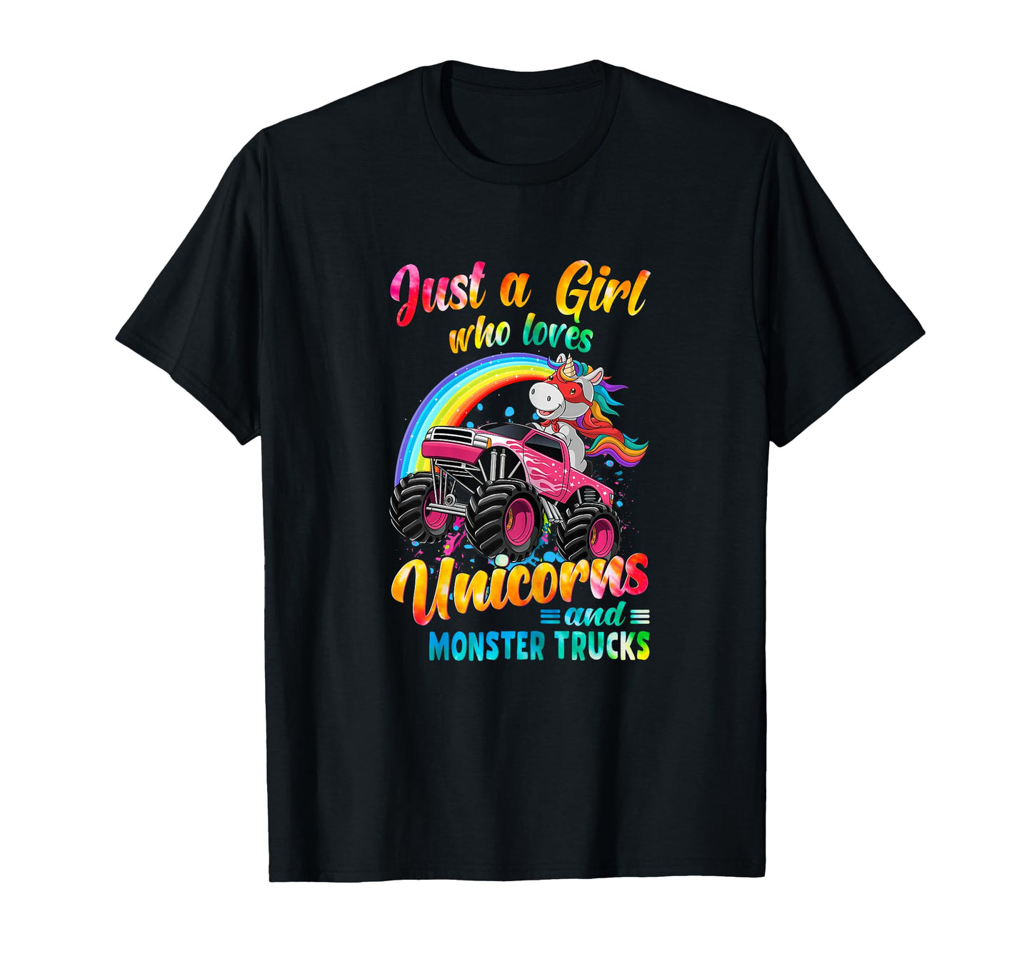 Just A Girl Who Loves Unicorns And Monster Trucks Girls Kid T-Shirt