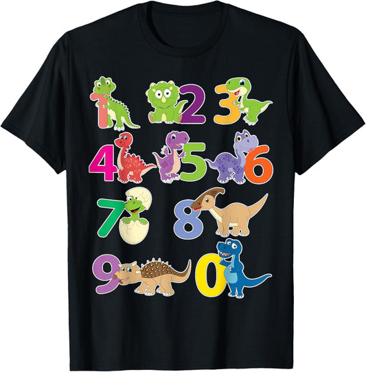 Funny Numbers Math day back to school kids dinosaur costume T-Shirt