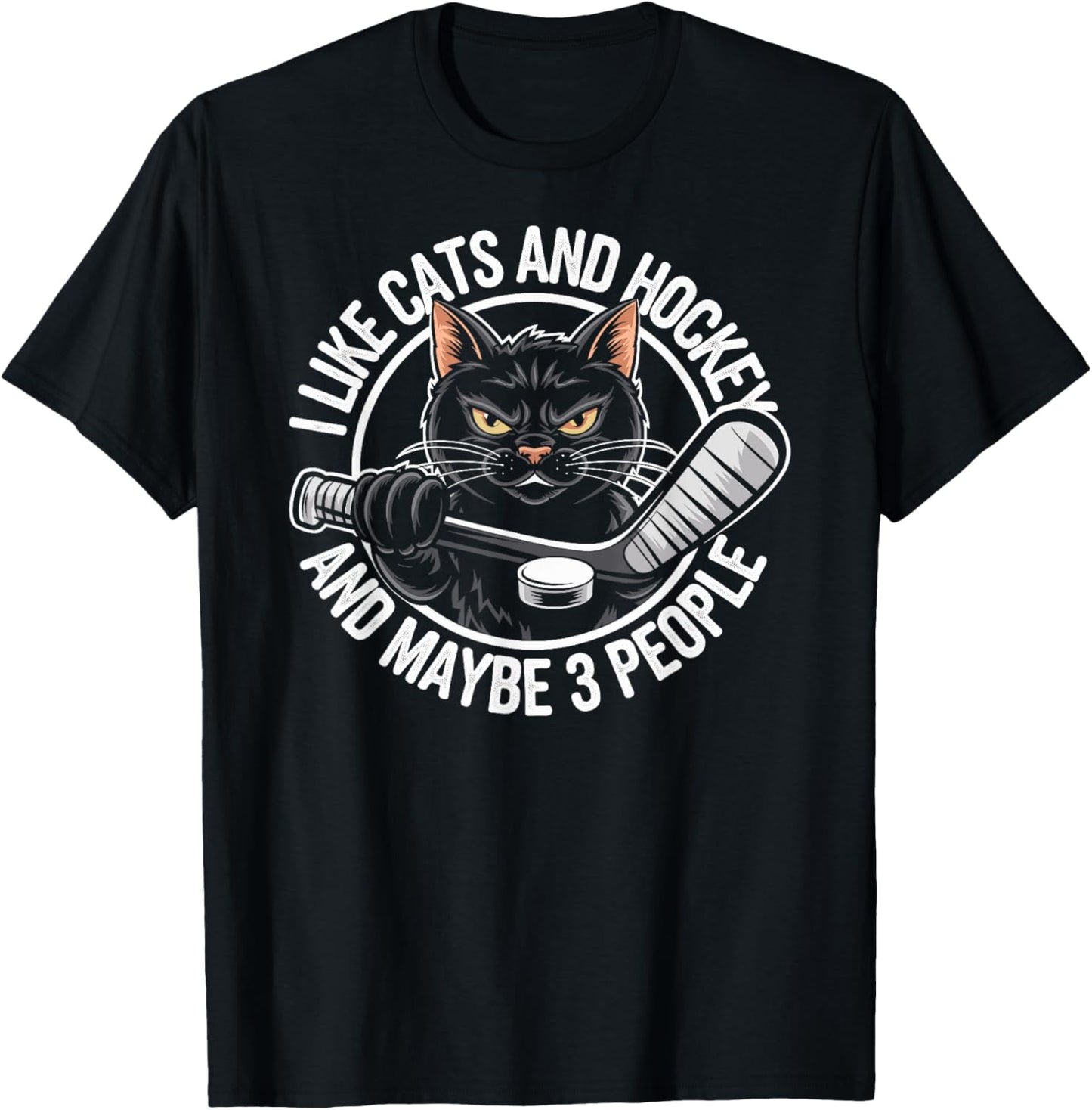 I Like Cats & Hockey and Maybe 3 People Cat Hockey Player T-Shirt