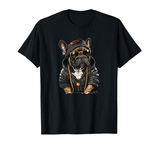 Funny French Bulldog Frenchie Rap hip hop R&B Men Women Girls Kids T-Shirt