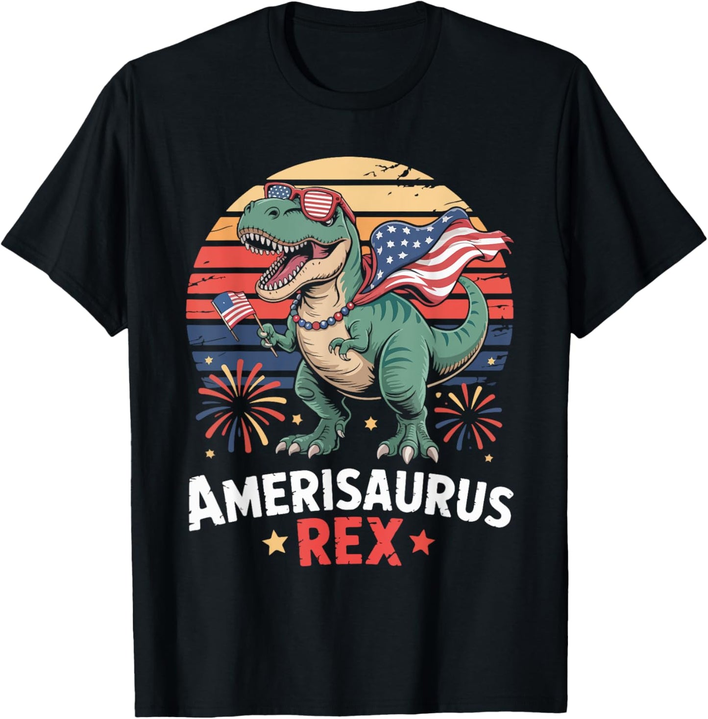 Amerisaurus Rex 4th Of July Patriotic American T-Shirt