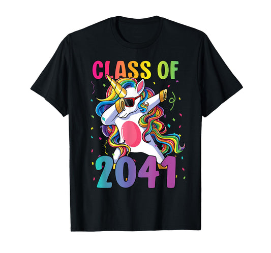Class of 2041 Shirt Girls Dabbing Unicorn Grow With Me T-Shirt