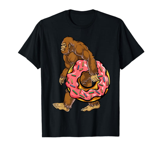 Bigfoot Funny Boys Men Sasquatch Doughnut Food Lovers T-Shirt