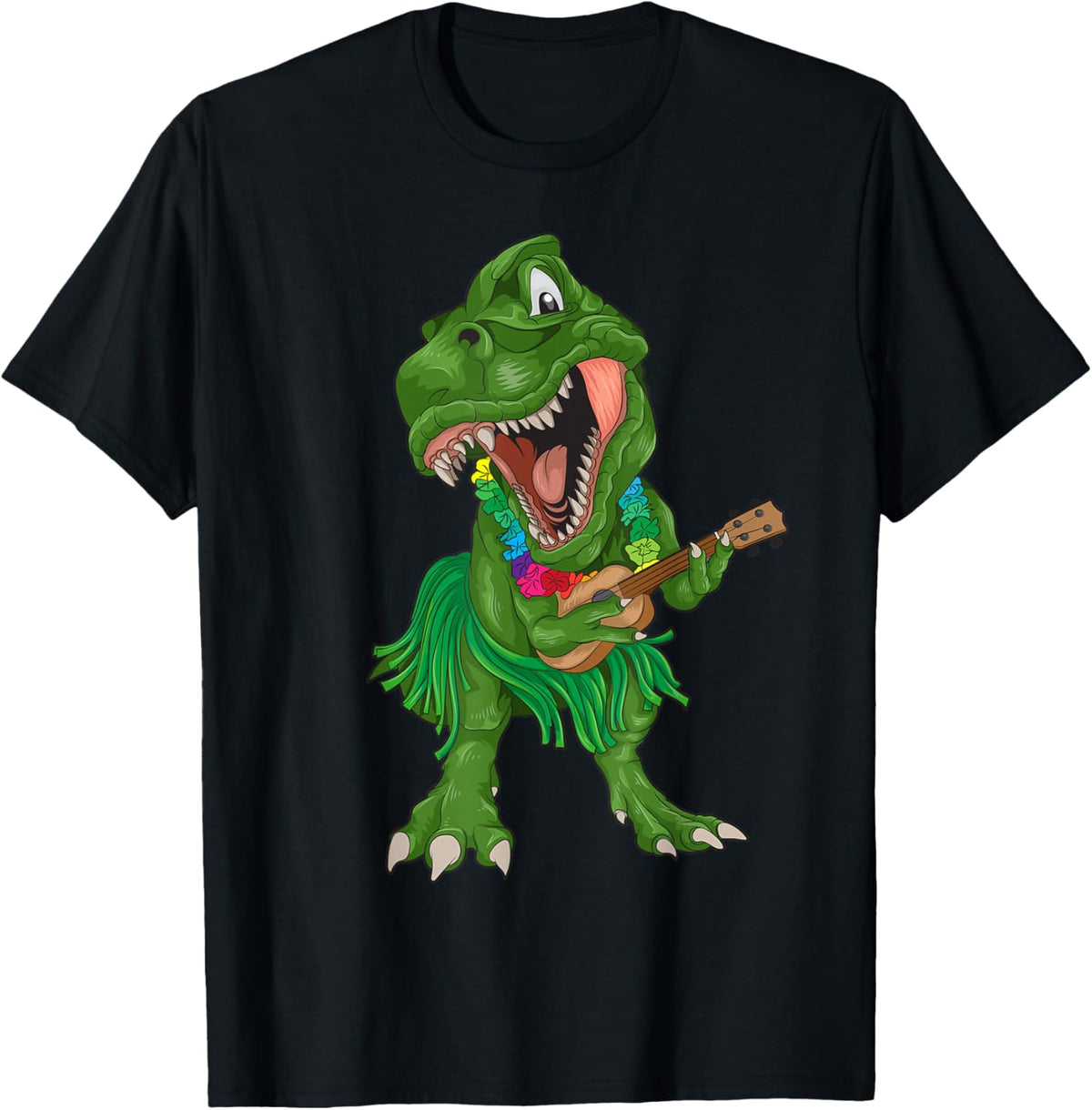 Hawaiian T-Rex Playing Ukulele Shirt | Dinosaur Funny Gift T-Shirt
