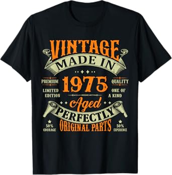Vintage 50 Birthday Decorations Men 50yr 1975 50th Birthday T-Shirt