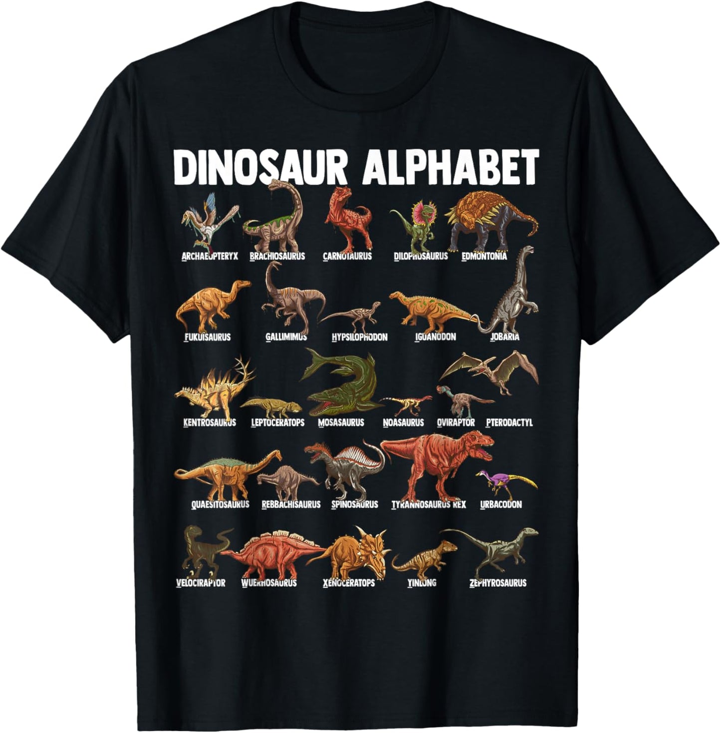Dinosaur Alphabet - Dino Types Identification - A-Z ABC T-Shirt