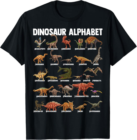 Dinosaur Alphabet - Dino Types Identification - A-Z ABC T-Shirt