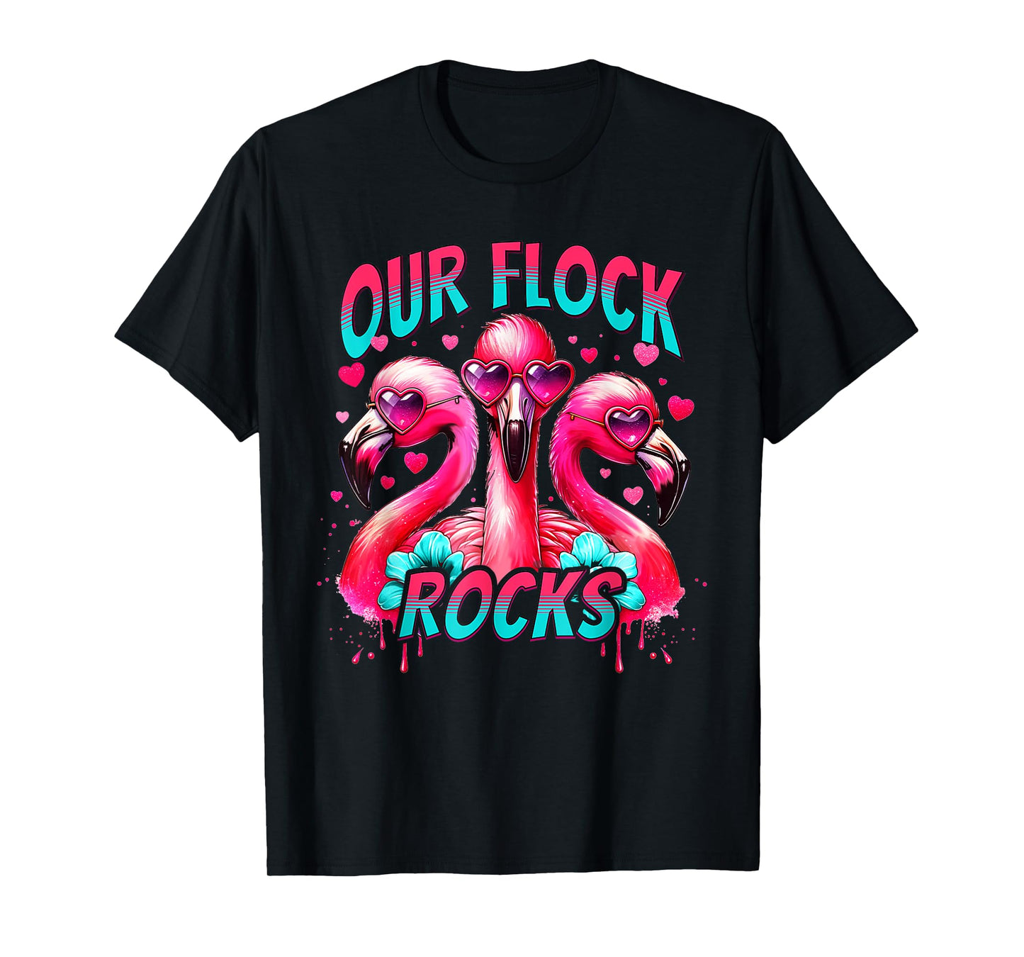 Our Flock Rocks Flamingo Matching Family Vacation T-Shirt
