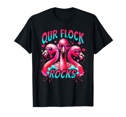 Our Flock Rocks Flamingo Matching Family Vacation T-Shirt