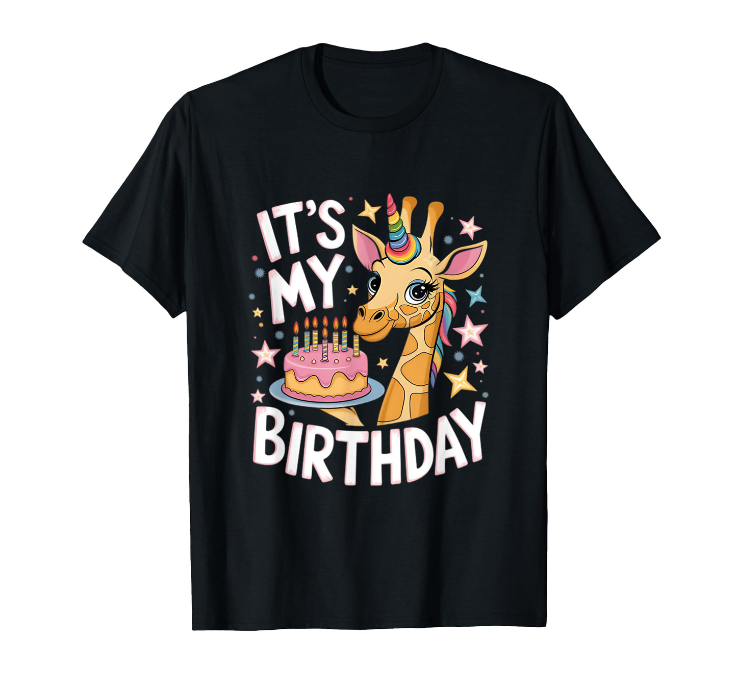 It's My Birthday Cute Giraffe Unicorn Kids Girls Birthday T-Shirt