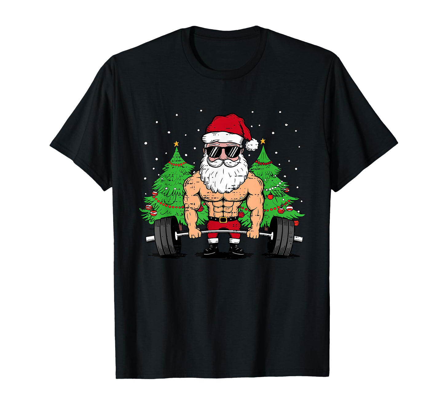 Funny Christmas Santa Deadlift Xmas Weightlift Gym Mens Boys T-Shirt