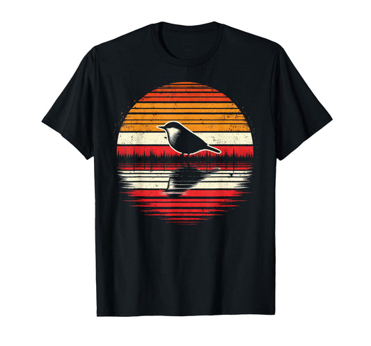 Nuthatch Bird Sunset Retro Style Safari Vintage 70s T-Shirt