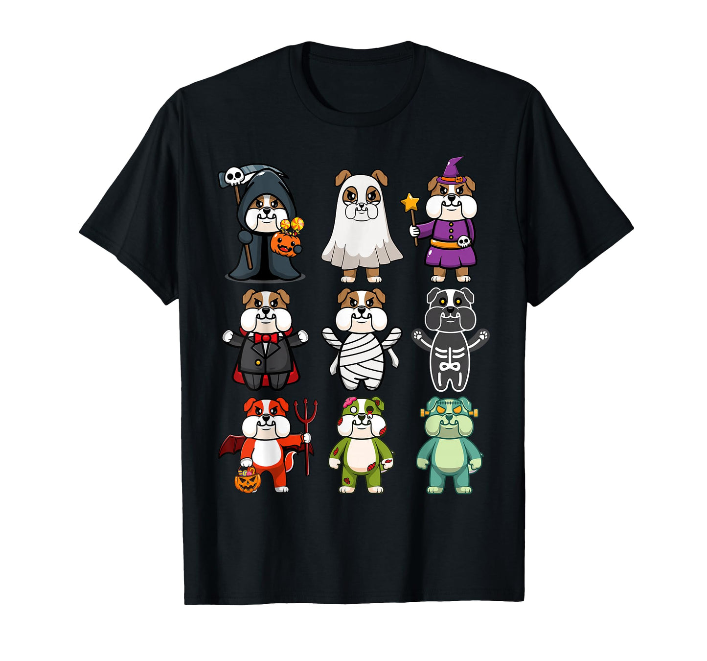 Bulldog Spooky Boo-Jee Horror Pumpkin Bulldog Halloween T-Shirt