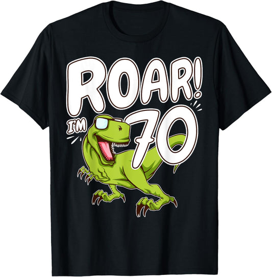 Seventy 70th Birthday Party 70 Year Old Dinosaur T-Shirt