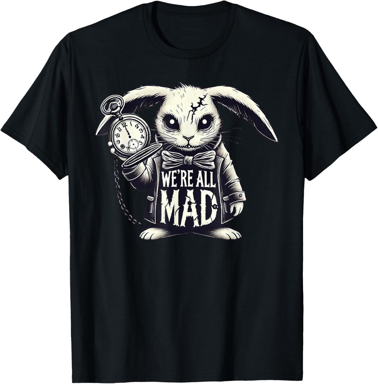 Alice in Wonderland - We're All Mad White Rabbit Mad Hatter T-Shirt