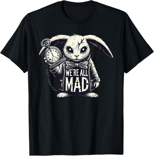 Alice in Wonderland - We're All Mad White Rabbit Mad Hatter T-Shirt