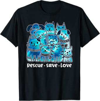 Rescue Save Love Cute Tie Dye Animal Rescue Dog Cat Lovers T-Shirt