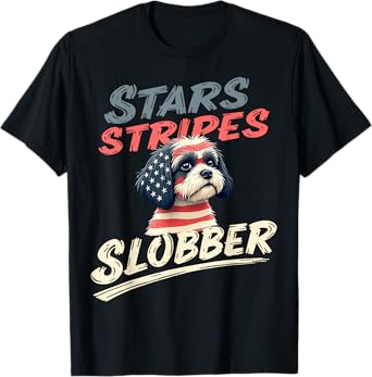 Funny Shih Tzu Dog Vintage Shih Tzu American Flag T-Shirt for Men Women Kids