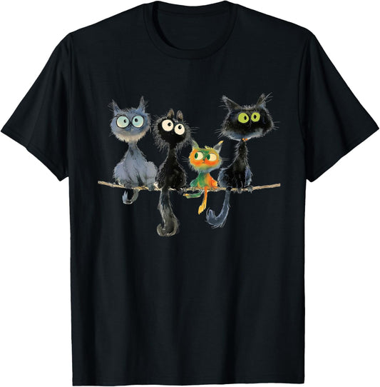 Whimsical Mid-Century Modern Look Cats 50& 60s Style T-Shirt