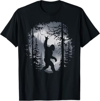 Rock On Bigfoot Sasquatch Rock And Roll Mountain Men Women T-Shirt