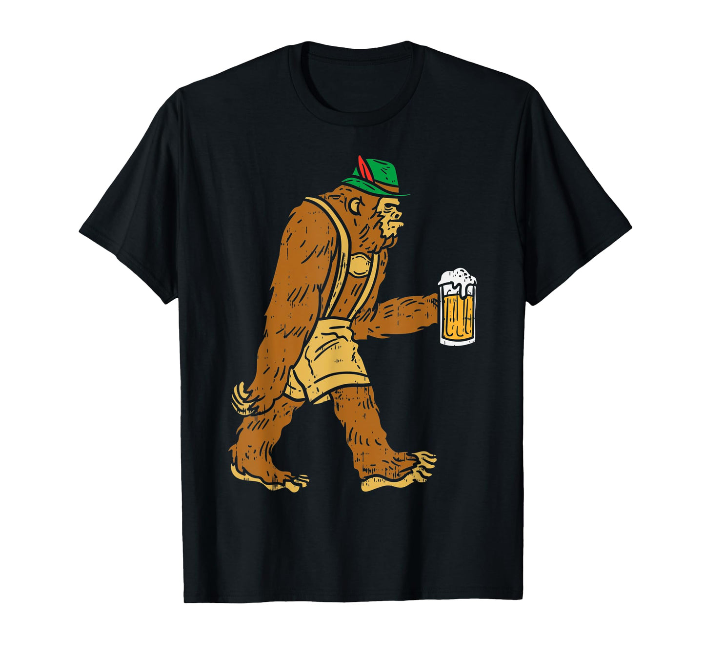 German Bigfoot Sasquatch Beer Lederhose Funny Oktoberfest T-Shirt