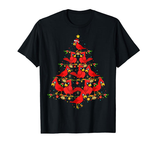 Cardinal Birds Christmas Tree Gift Funny Christmas Cardinal T-Shirt