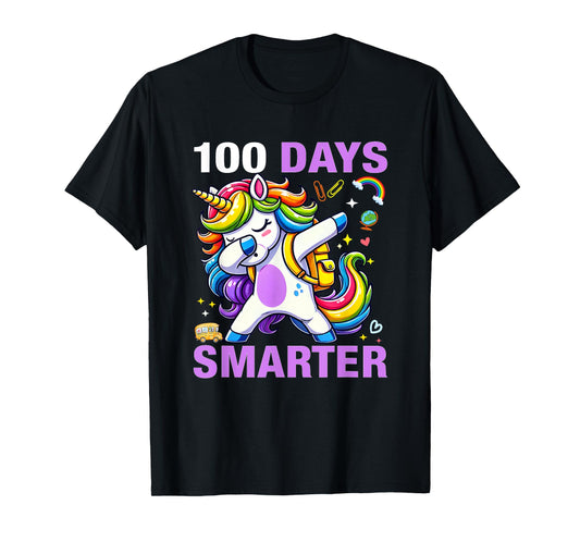 100 Days Smarter Kids Girls Unicorn 100th Day of School T-Shirt