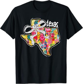 Texas Coquette Bow Summer Vacation Family Wildflower Funny T-Shirt