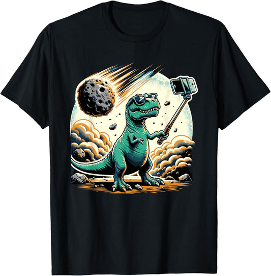 Dinosaur T-Rex Selfie Novelty Men Kids Women Funny Dinosaur T-Shirt