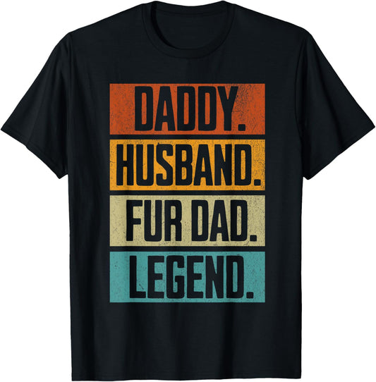 Retro Daddy Husband Fur Dad for Dog Dads and Cat Dads 70s T-Shirt