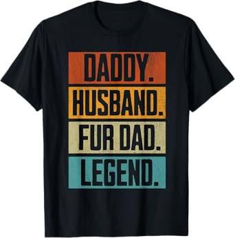 Retro Daddy Husband Fur Dad for Dog Dads and Cat Dads 70s T-Shirt for Men Women