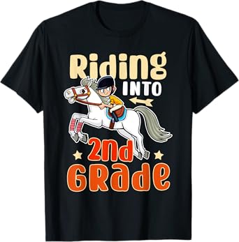 Funny Horse Lover Riding Into 2nd Grade Back To School T-Shirt