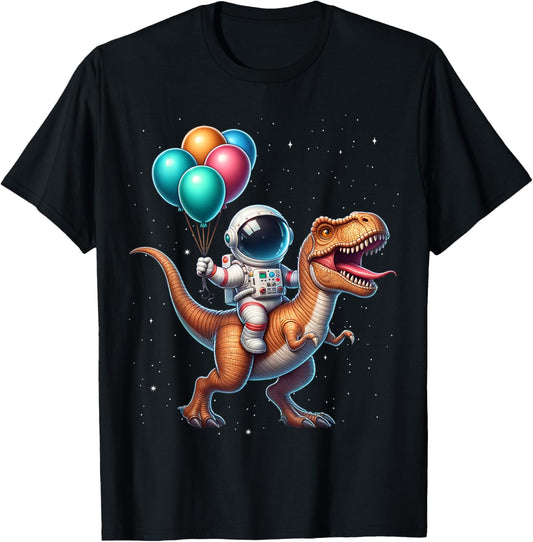 Astronaut Riding Dinosaur T Rex. Astronaut Space Birthday T-Shirt