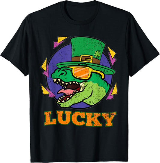 Lucky Dinosaur St Patricks Day Funny Leprechaun Hat T-Rex T-Shirt