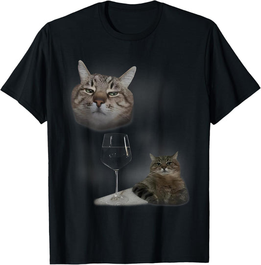 Funny Cat And Wine Art Cats Drinking Oddly Specific Meme T-Shirt