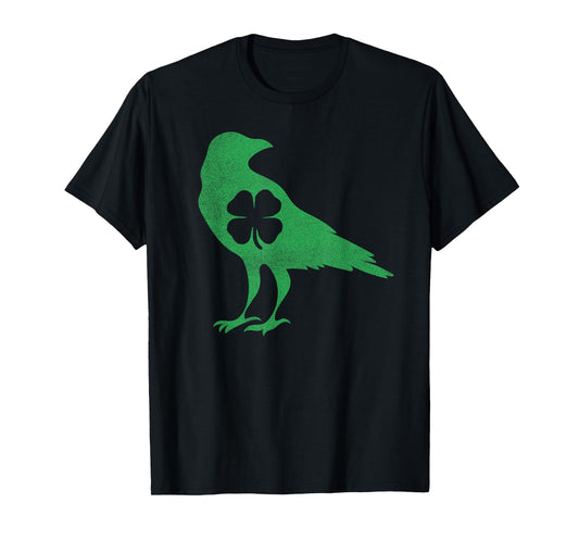 Raven Crow Bird Shamrock St. Patrick's Day Saint Paddy's T-Shirt