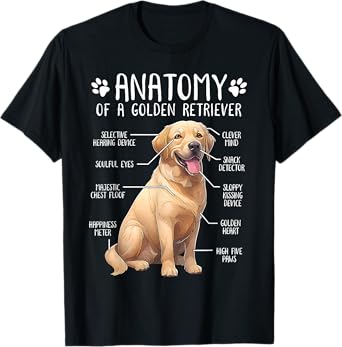 Funny Golden Retriever Anatomy Dog Lover Owner T-Shirt for Men Women Girls Kids