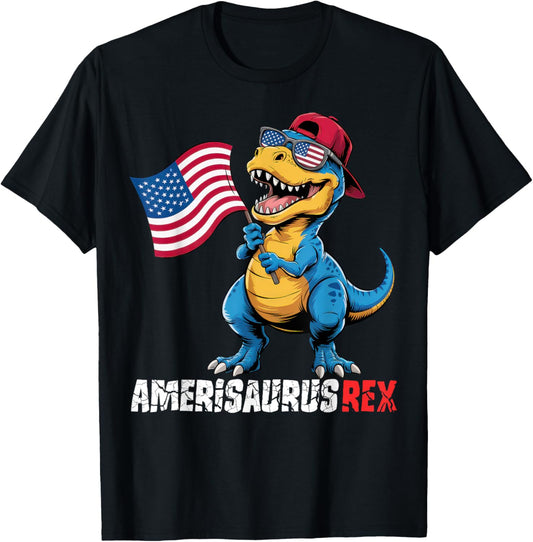 Dinosaur 4th of July Boys Girls Men Amerisaurus T Rex Funny T-Shirt